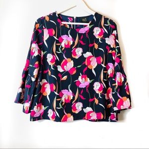Anthropologie W5 Floral Bell Sleeve Blouse